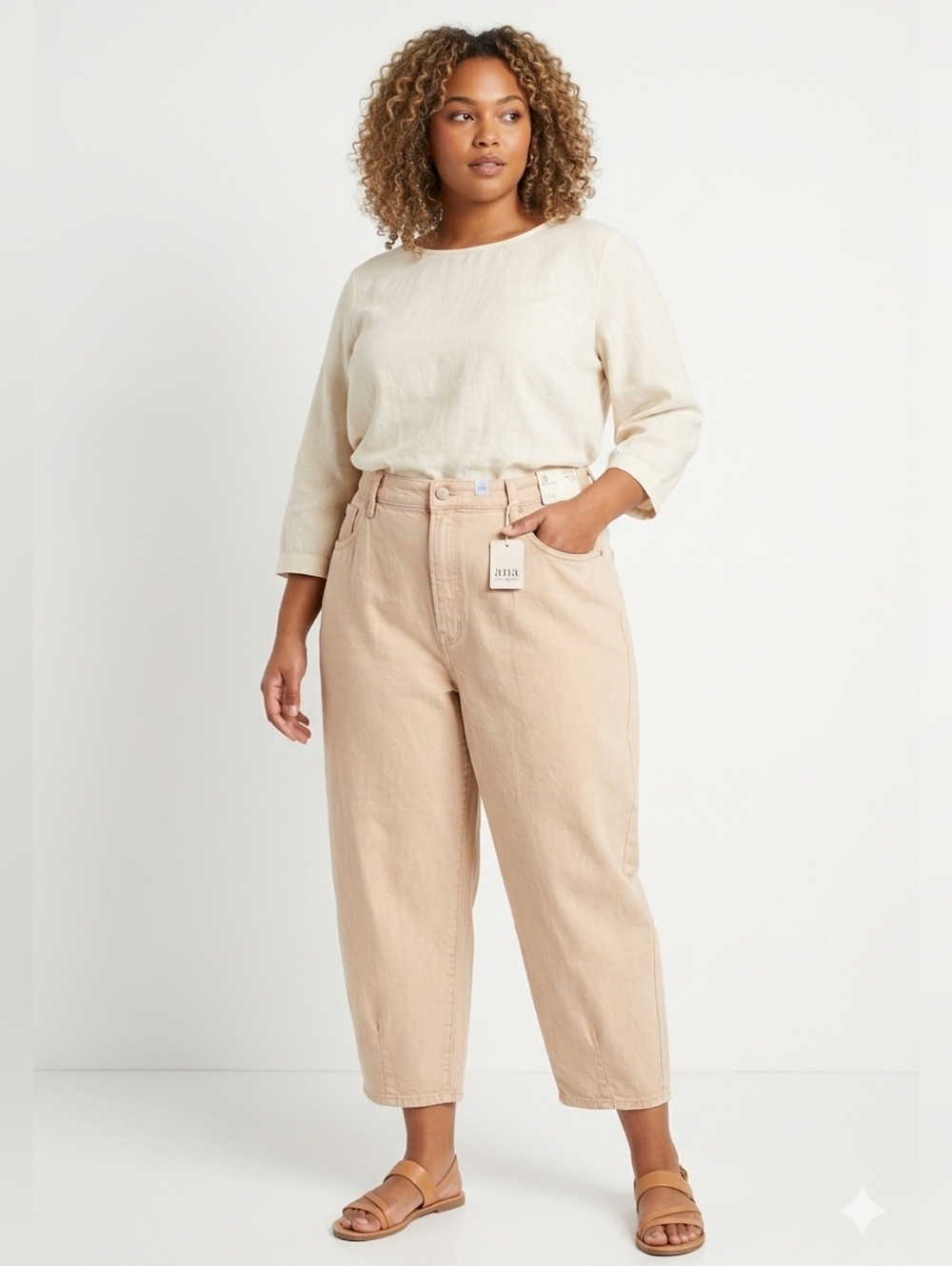 a.n.a A New Approach High Rise Wide Leg Barrel Balloon Crop Pants Size 16 New